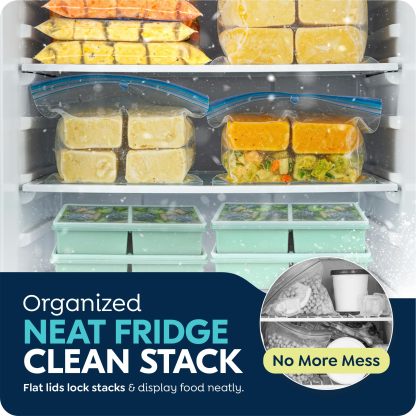 2 cup Silicone Freezer Trays with Lids, Silicone Soup Freezer Molds, Easily prepare portioned meals, Great for storing soups, lasagna, leftovers, sauces and other dishes, Dishwasher, Oven Safe