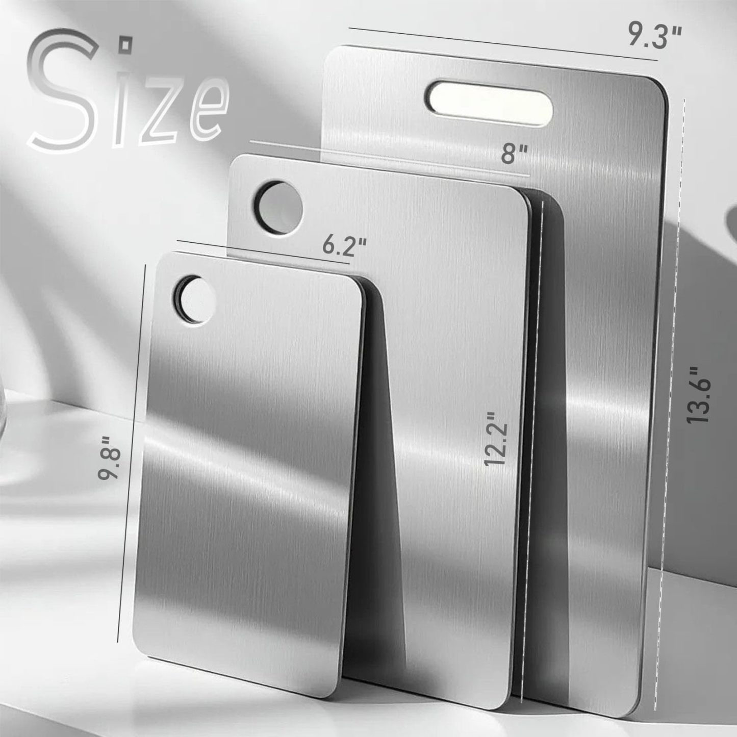 100% Pure Titanium Cutting Board Set of 3, Double-Sided Pure Cut Titanium Cutting Boards for Kitchen Dishwasher Safe, Camping Charcuterie Cutting Board Mat for Fruit, Meat & Outdoor BBQ Party (S+M+L)