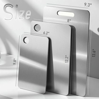 100% Pure Titanium Cutting Board Set of 3, Double-Sided Pure Cut Titanium Cutting Boards for Kitchen Dishwasher Safe, Camping Charcuterie Cutting Board Mat for Fruit, Meat & Outdoor BBQ Party (S+M+L)