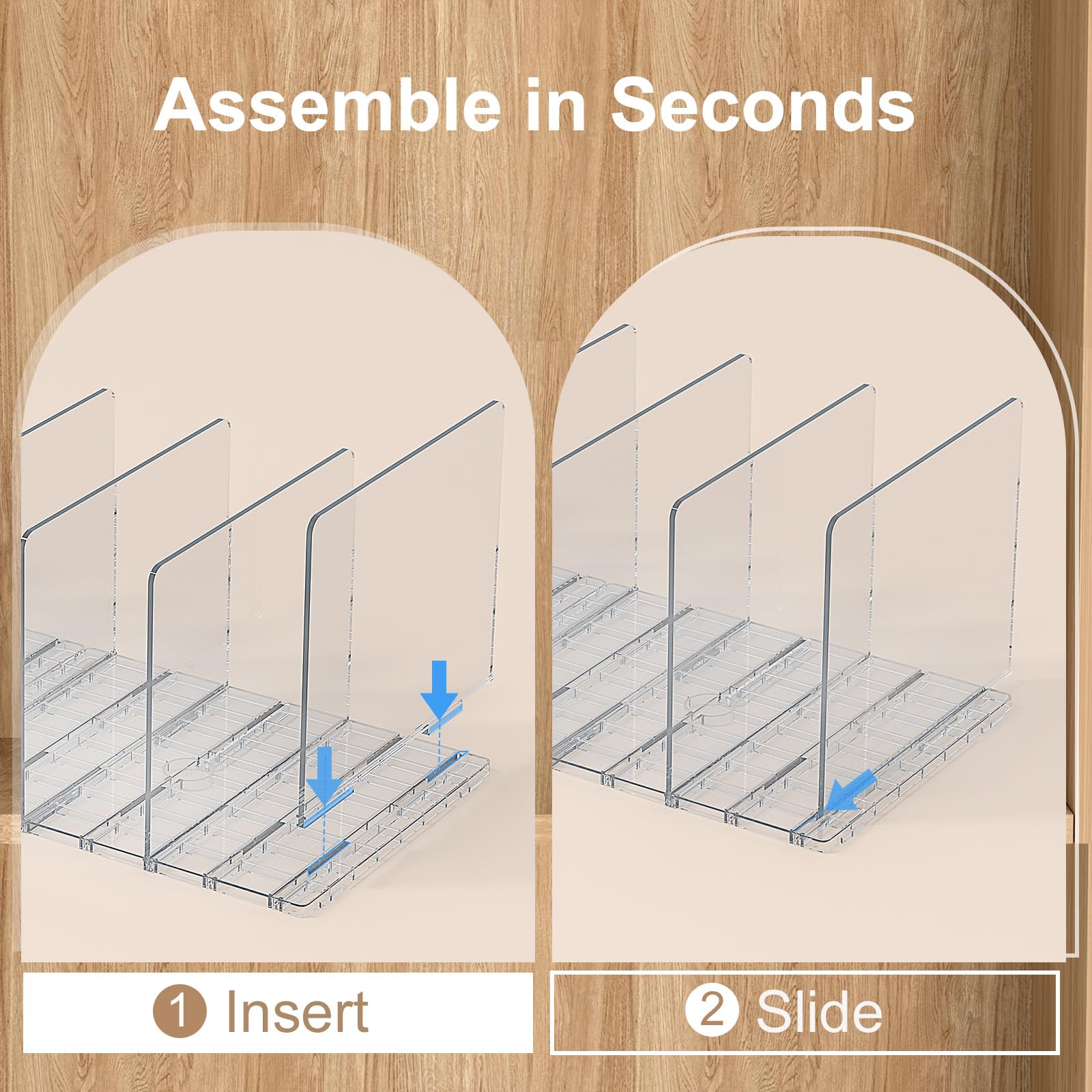 Bag & Purse Organizer for Closet: Adjustable Clear Handbag Storage Shelf - Plastic Clutch Dividers for Closet Organizers and Storage - Keep Carteras & Pocketbook Upright