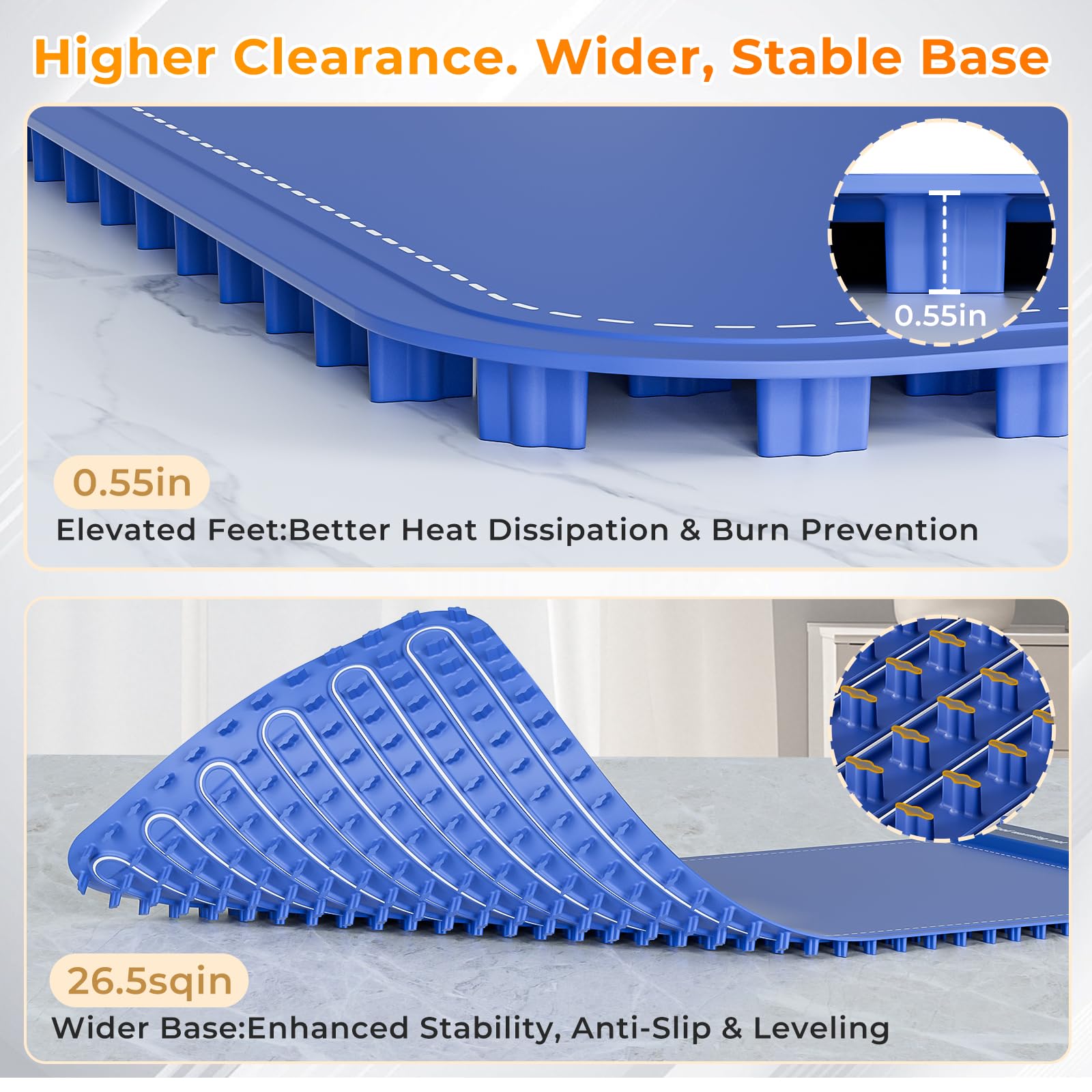 Warming Mat for Food Extra Large 32"x15", Electric Silicone Food Warmer Trays for Chafing Dishes & Buffet,Portable Countertop Food Warmers for Parties, 7-Level Temp 8-Hour Timer， Blue