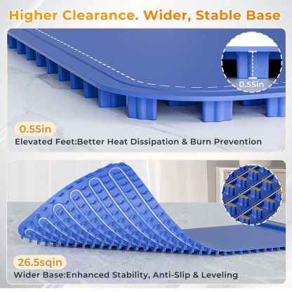 Warming Mat for Food Extra Large 32"x15", Electric Silicone Food Warmer Trays for Chafing Dishes & Buffet,Portable Countertop Food Warmers for Parties, 7-Level Temp 8-Hour Timer， Blue