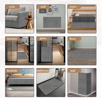 Cat Scratching Carpet Mat, Self-Adhesive Trimmable Cat Climbing Post Covered Pad Replacement for DIY Cat Tree Shelf Steps Couch Corner Wall Cat Scratcher Furniture Protector