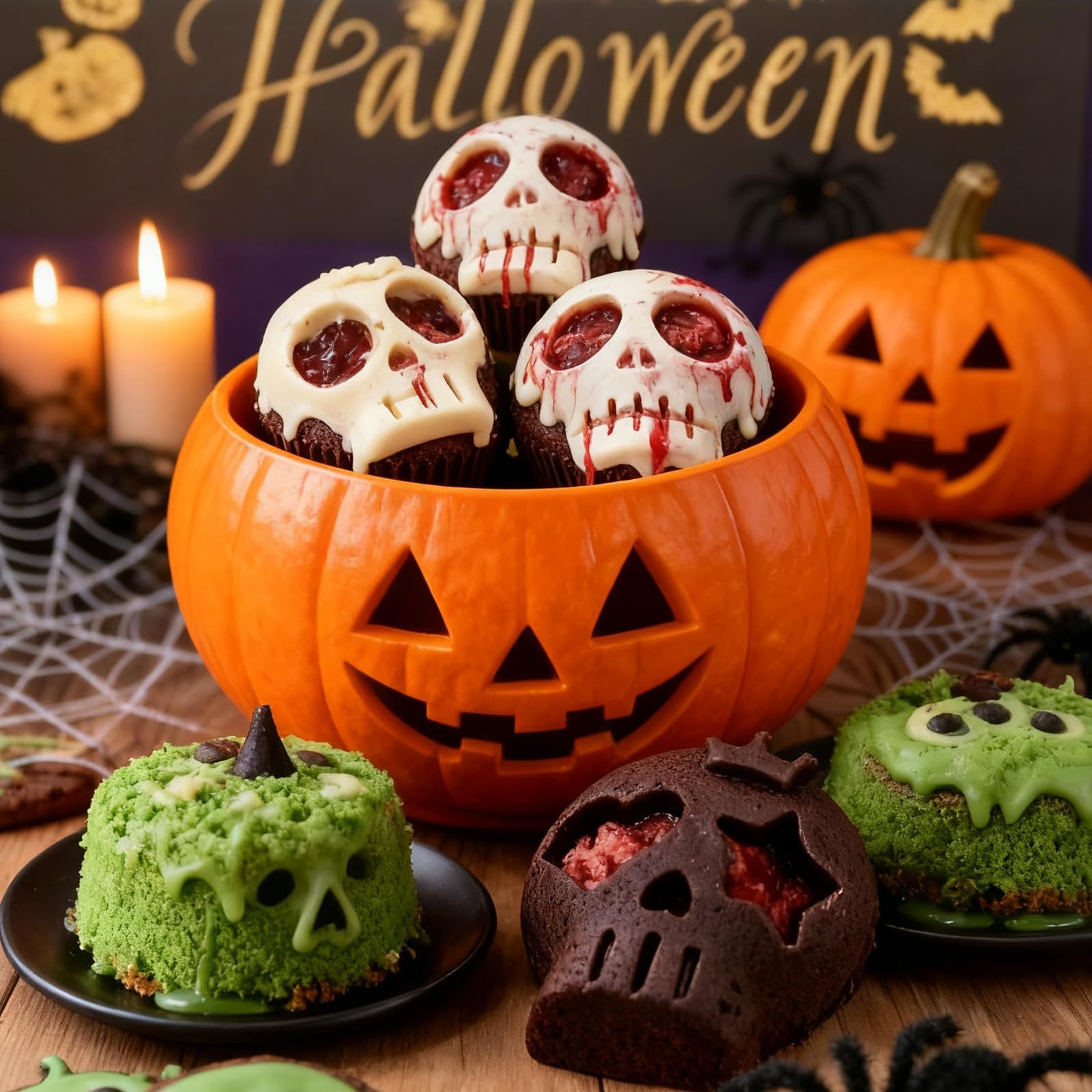 Halloween 2-Pack Skull Silicone Baking Molds Pan - 6-Cavity for Cakelet & Chocolate, BPA-Free Food Grade, Non-Stick Easy Release & Dishwasher Safe