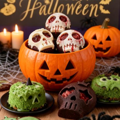 Halloween 2-Pack Skull Silicone Baking Molds Pan - 6-Cavity for Cakelet & Chocolate, BPA-Free Food Grade, Non-Stick Easy Release & Dishwasher Safe