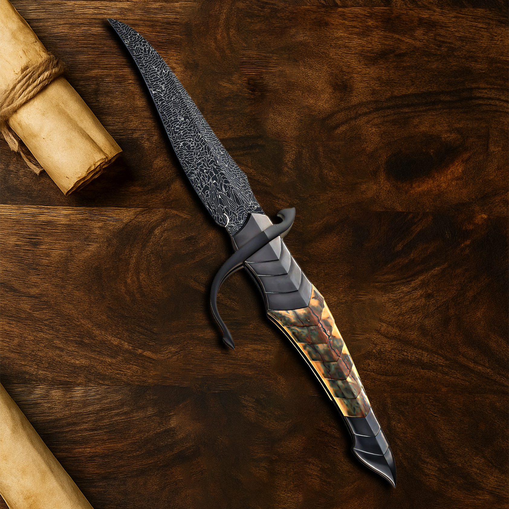 🗡️ Handcrafted Dragon Scale Knife – A Collector’s Masterpiece