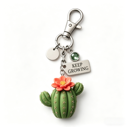 🌵 A Little Succulent for Your Journey | Keep Growing Cactus Keychain