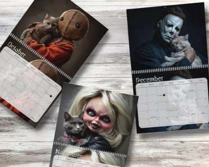 2026 Halloween Horror Movie and Cats Wall Calendar