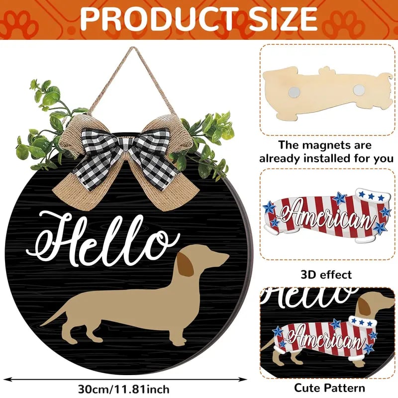 16pcs Interchangeable Dachshund Sign Dog Welcome Sign