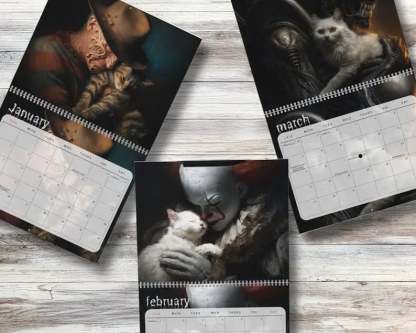 2026 Halloween Horror Movie and Cats Wall Calendar