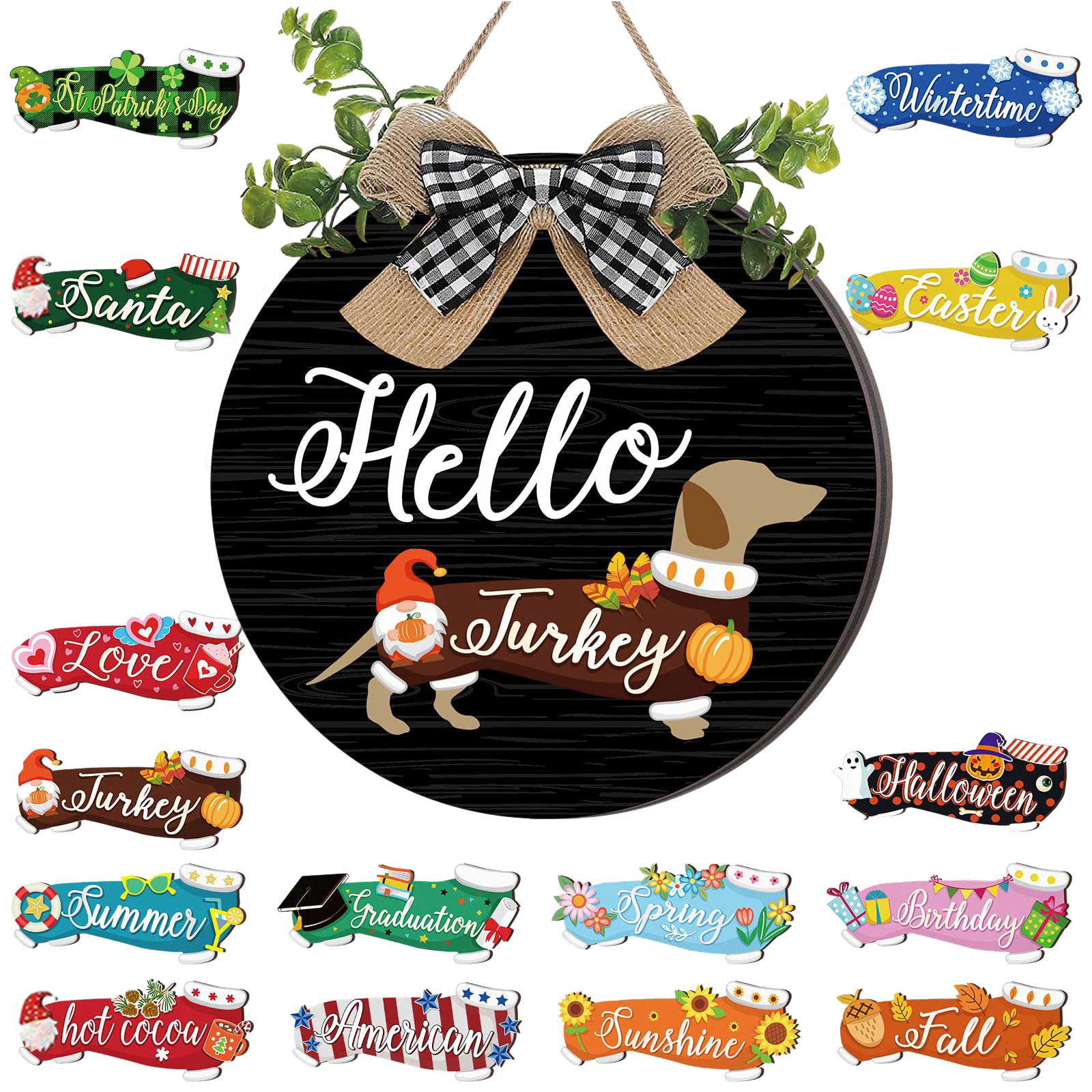 16pcs Interchangeable Dachshund Sign Dog Welcome Sign
