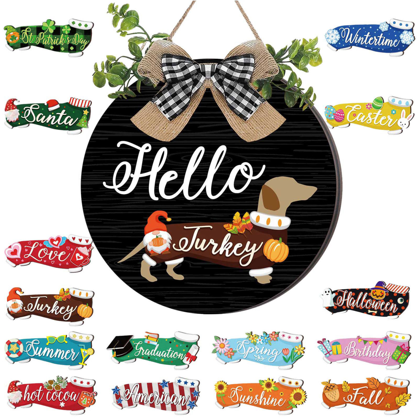 16pcs Interchangeable Dachshund Sign Dog Welcome Sign