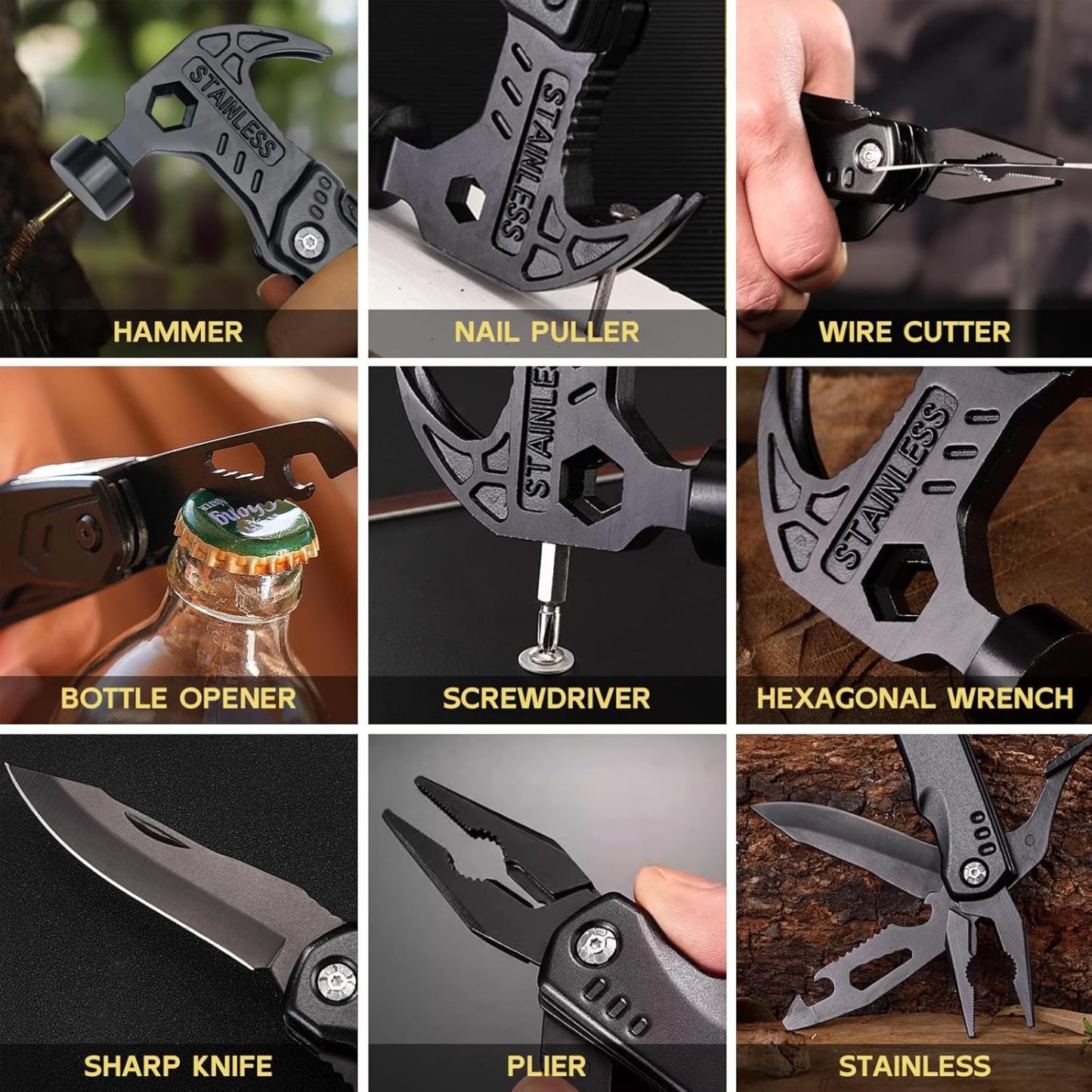 14 in 1 Stainless Steel Multifunctional Hammer Tool.