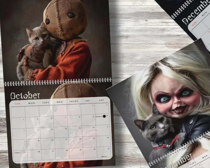 2026 Halloween Horror Movie and Cats Wall Calendar