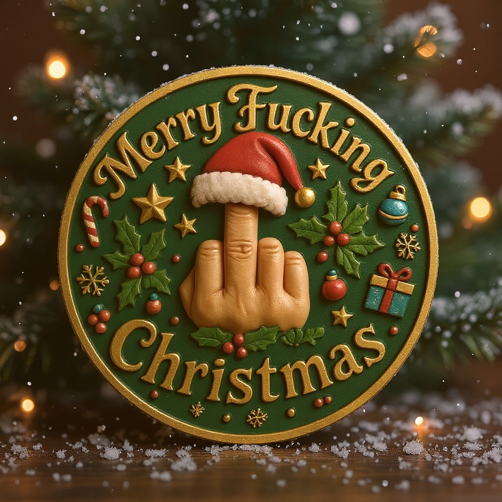 🎅 “Merry F*ing Christmas” Handmade Commemorative Coin** 🎄 For Those Who Love the Holidays… But Not Too Much 😏