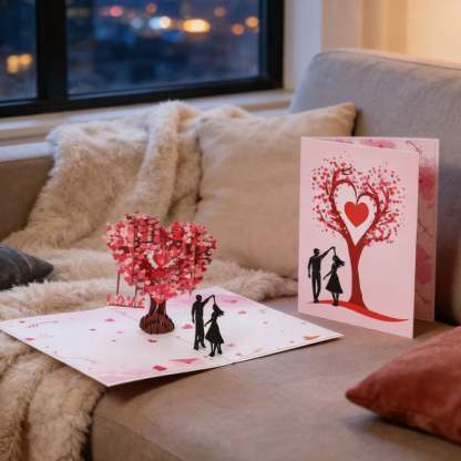 🌸Valentine's Day Hot Sale💕3D Pop-Up Anniversary Card - Romantic Love Tree & Hearts Design💌