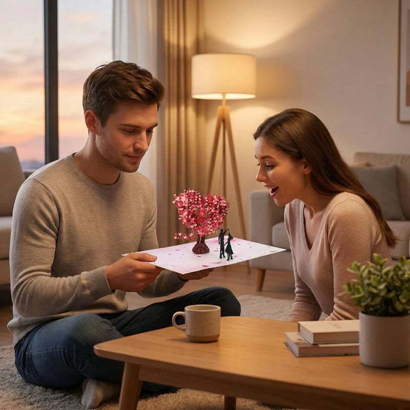 🌸Valentine's Day Hot Sale💕3D Pop-Up Anniversary Card - Romantic Love Tree & Hearts Design💌