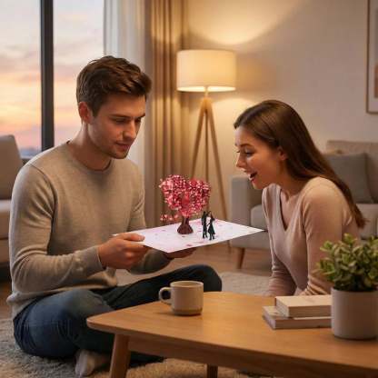 🌸Valentine's Day Hot Sale💕3D Pop-Up Anniversary Card - Romantic Love Tree & Hearts Design💌