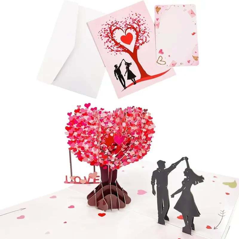 🌸Valentine's Day Hot Sale💕3D Pop-Up Anniversary Card - Romantic Love Tree & Hearts Design💌