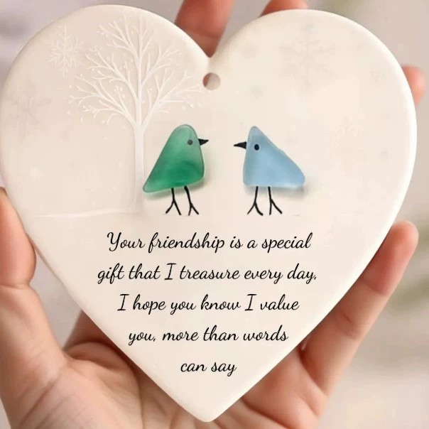 Heart-Shaped Sea Glass Friendship Decor🌊✨ Shaped by Nature & Crafted by Hand 💝