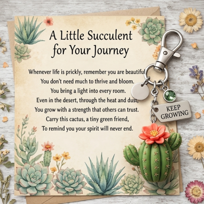 🌵 A Little Succulent for Your Journey | Keep Growing Cactus Keychain