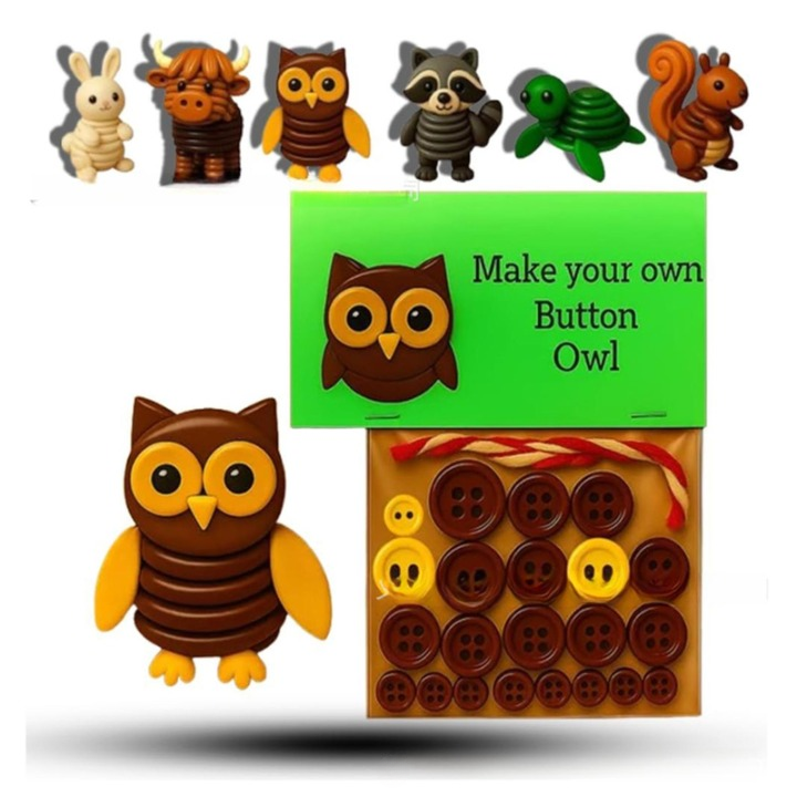 🎁 DIY Button Highland Cow Craft Kit Gift