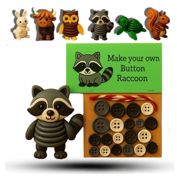 🎁 DIY Button Highland Cow Craft Kit Gift