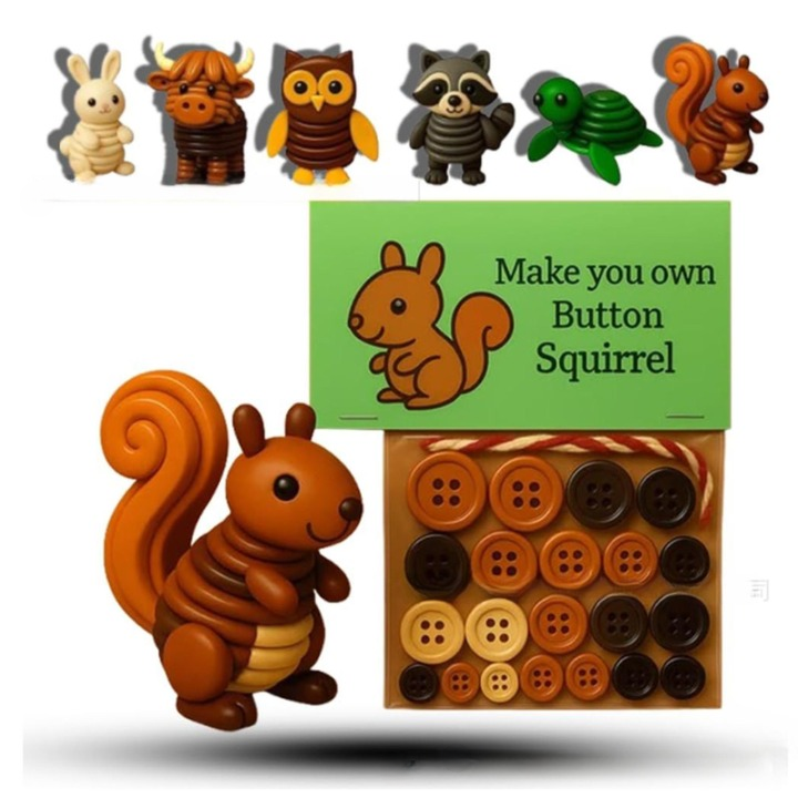 🎁 DIY Button Highland Cow Craft Kit Gift