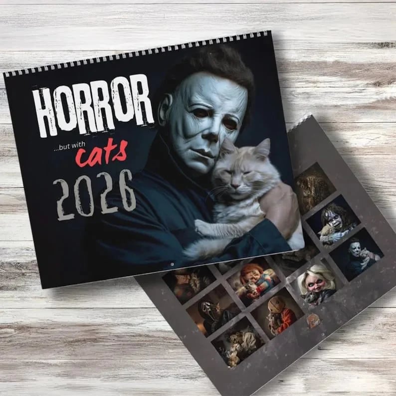 2026 Halloween Horror Movie and Cats Wall Calendar