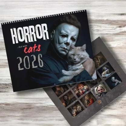 2026 Halloween Horror Movie and Cats Wall Calendar