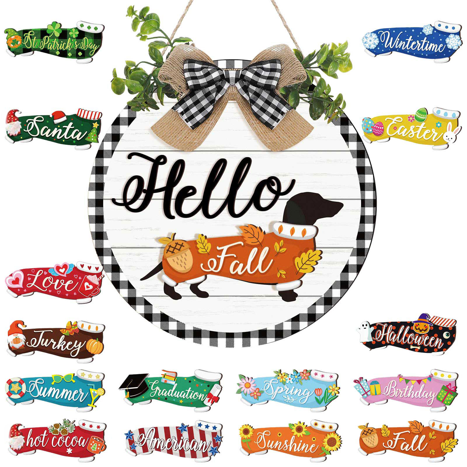 16pcs Interchangeable Dachshund Sign Dog Welcome Sign