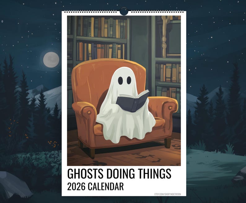 2026 Ghost Calendar, Monthly Wall Calendar, 2026 Spooky Calendar, Cute Ghost Monthly Calendar, Ghosts Doing Things