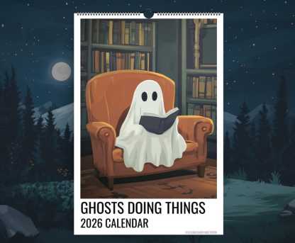2026 Ghost Calendar, Monthly Wall Calendar, 2026 Spooky Calendar, Cute Ghost Monthly Calendar, Ghosts Doing Things