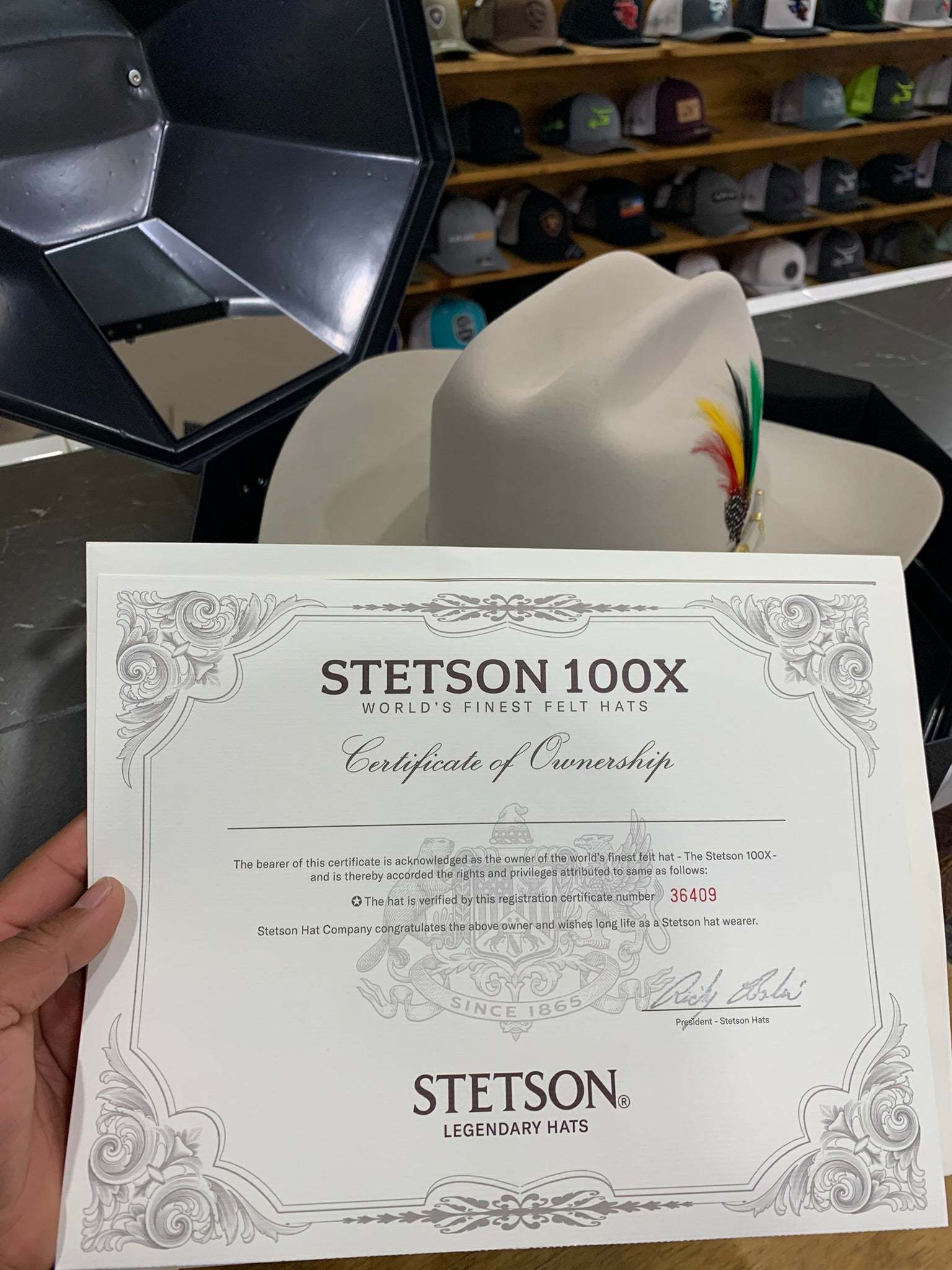 STETSON COWBOY HAT 100X EL PRESIDENTE SILVER BELLY
