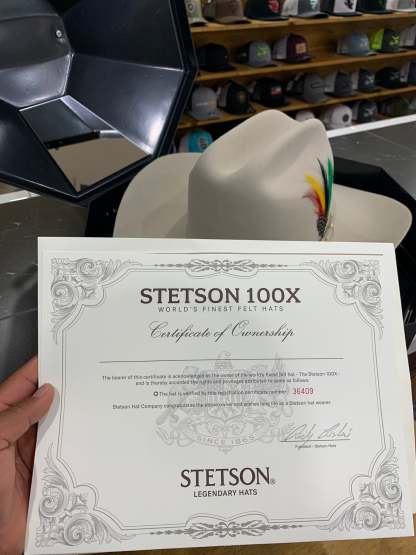 STETSON COWBOY HAT 100X EL PRESIDENTE SILVER BELLY