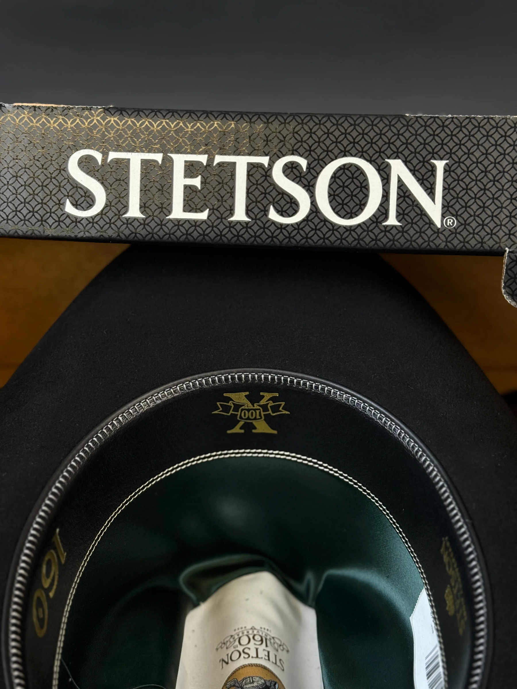 STETSON 100X THE GOLDEN EAGLE BLACK COPA ALTA PREMIUM FELT HAT