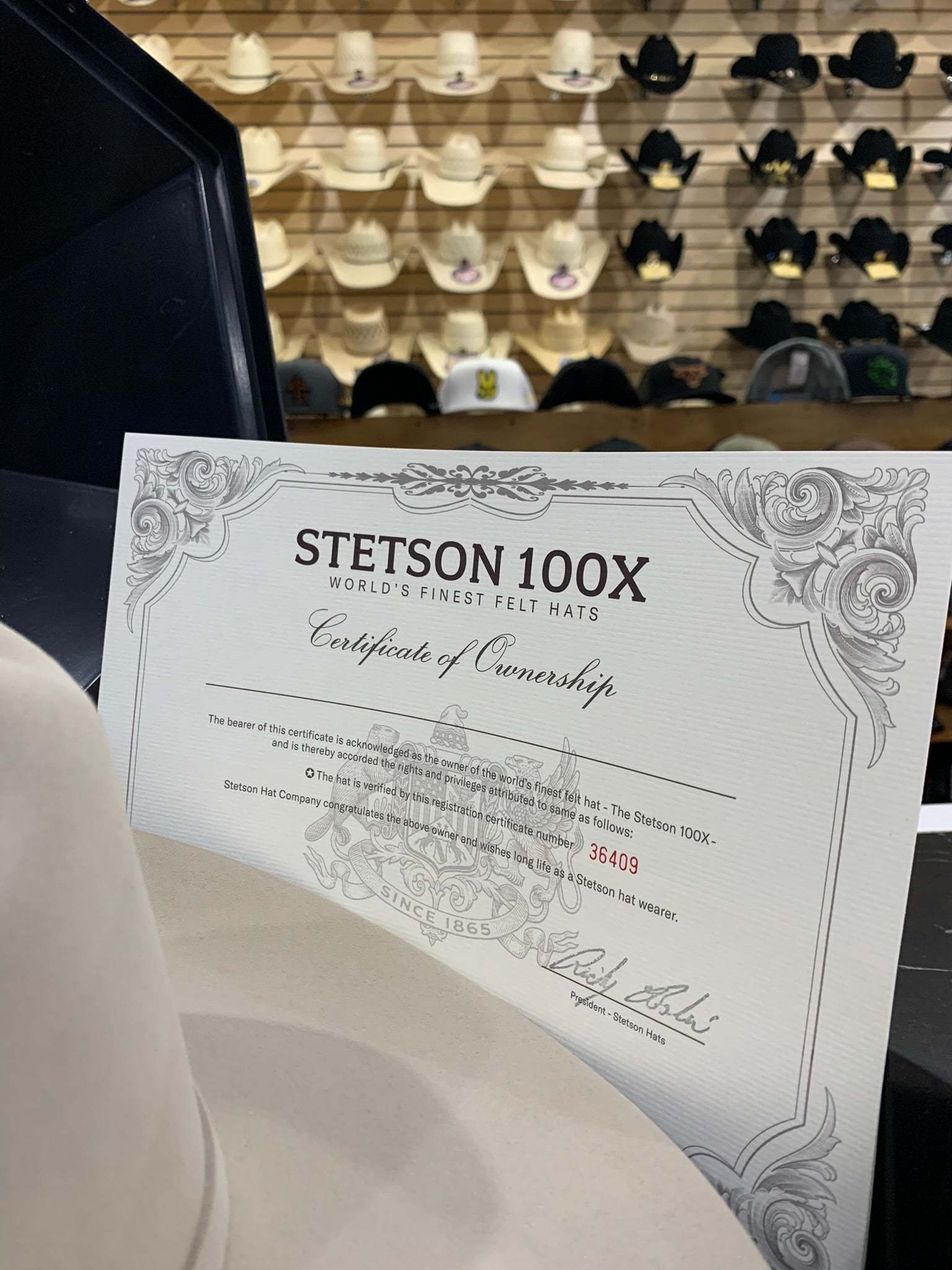 STETSON COWBOY HAT 100X EL PRESIDENTE SILVER BELLY