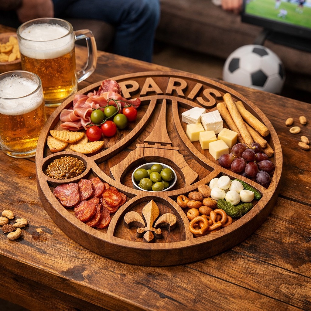 Football Club Logo Wooden Charcuterie Board