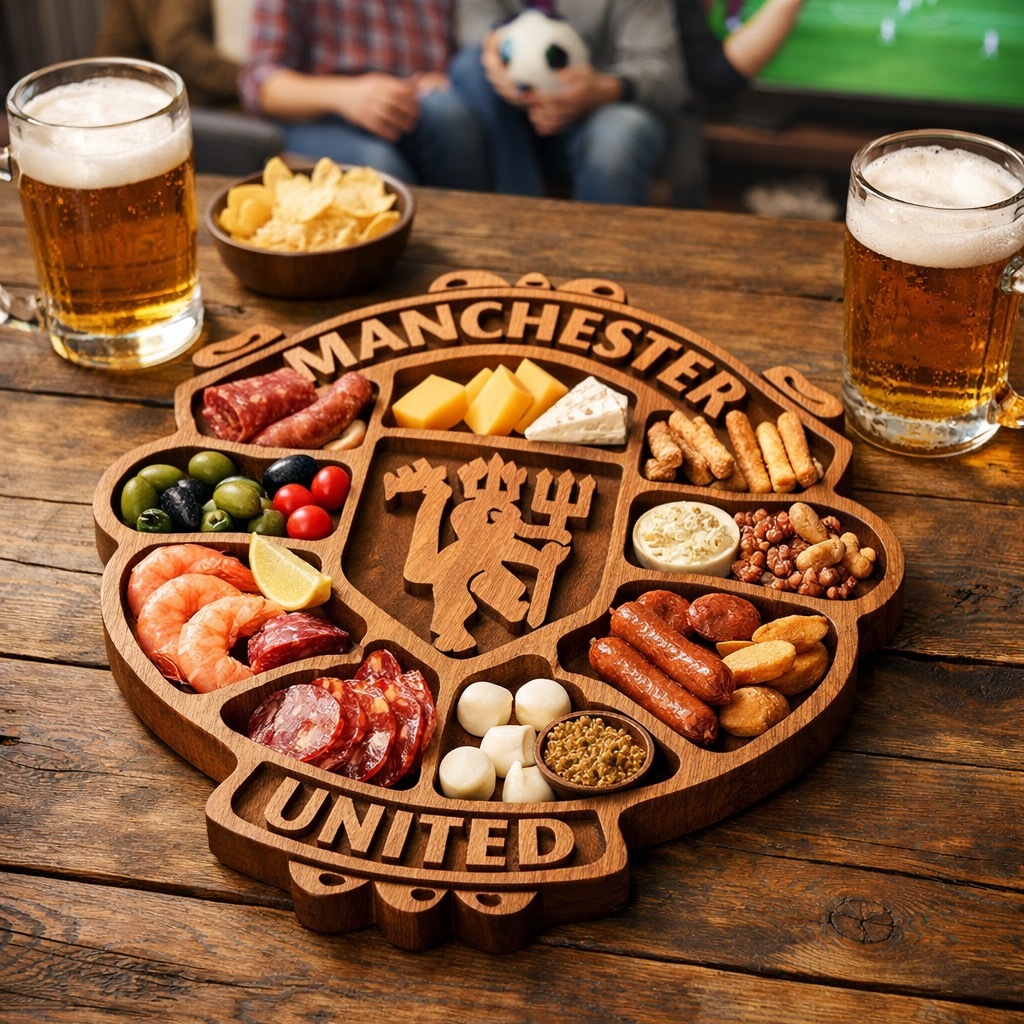 Football Club Logo Wooden Charcuterie Board