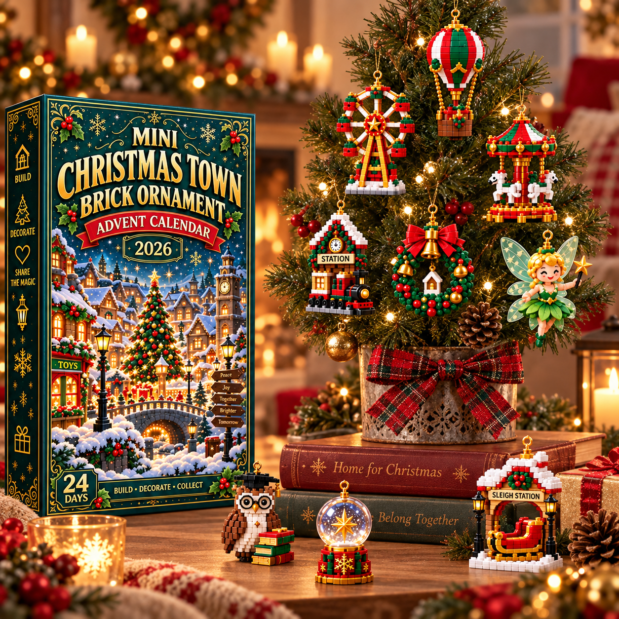 ⏳ Last day 70% OFF – 🎄 Mini Christmas Town Brick Ornament Advent Calendar
