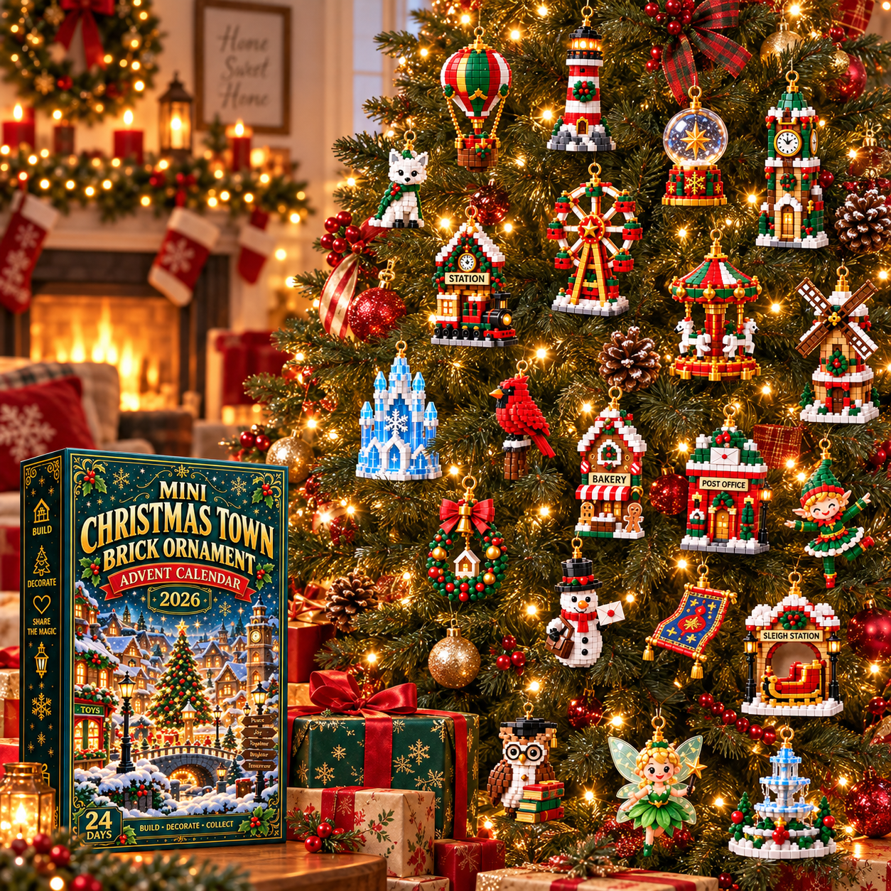 ⏳ Last day 70% OFF – 🎄 Mini Christmas Town Brick Ornament Advent Calendar