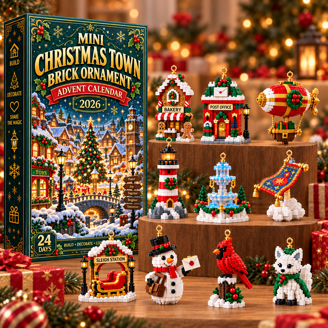 ⏳ Last day 70% OFF – 🎄 Mini Christmas Town Brick Ornament Advent Calendar