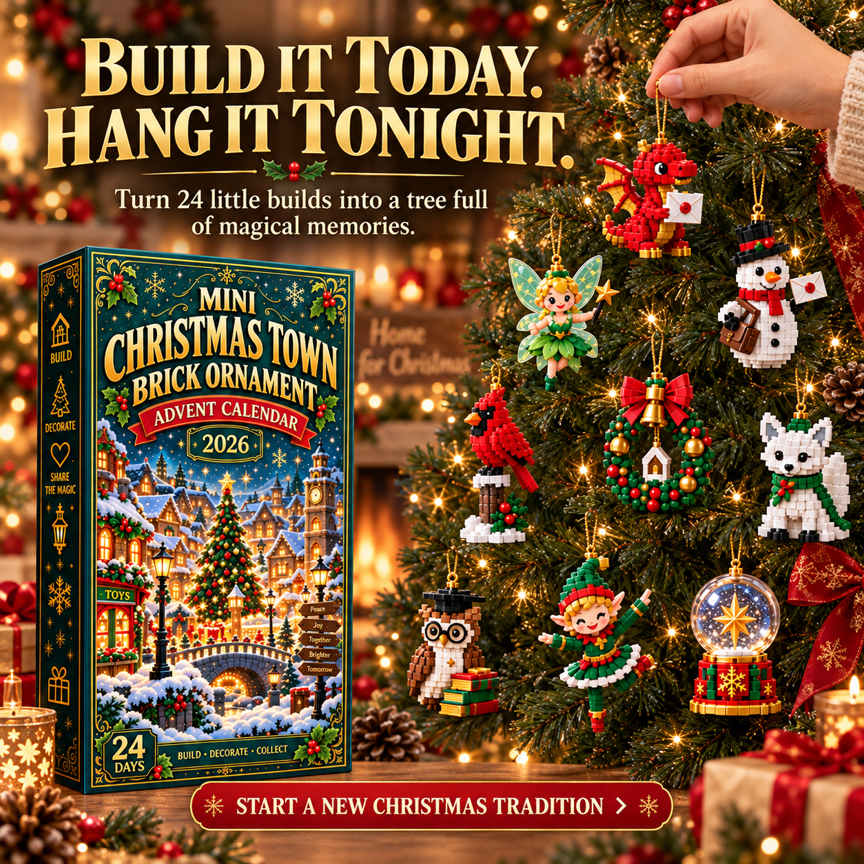 ⏳ Last day 70% OFF – 🎄 Mini Christmas Town Brick Ornament Advent Calendar