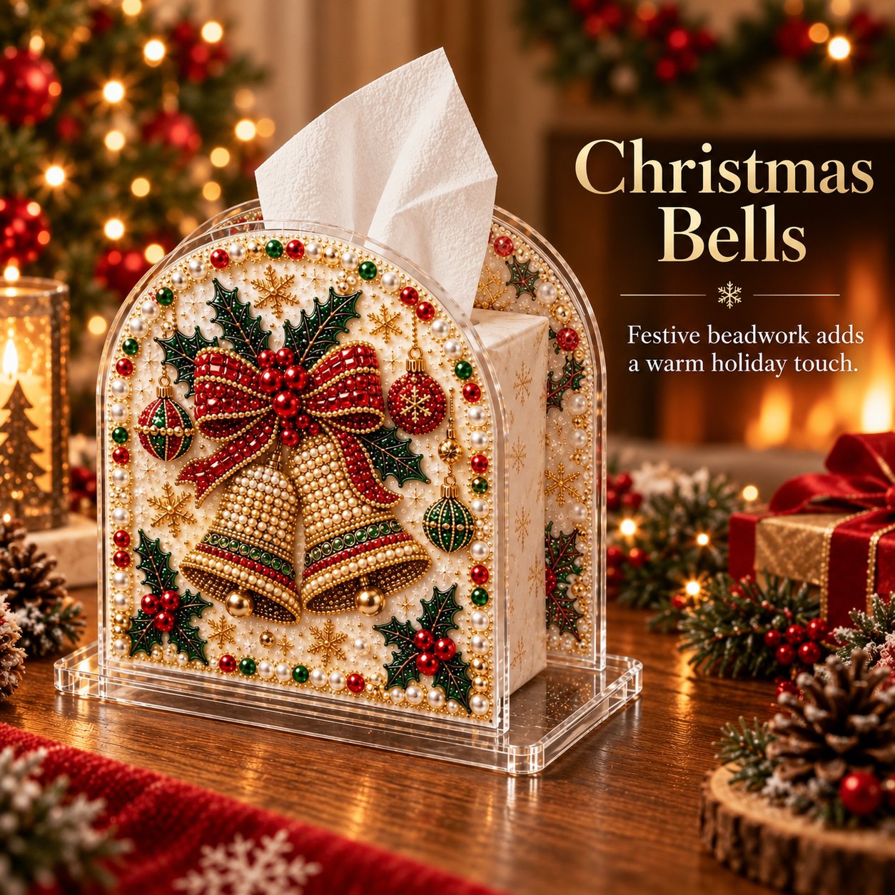 DIY Tissue Box Holder with Bead Mosaic Decor – Transparent Decorative Box with Patterned Design