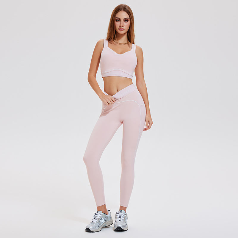 Fitness Yoga Wear Set High Elastic Quick Dry Workout Clothing Running Sports Gym Contrast Color Set for Women-TCK50756