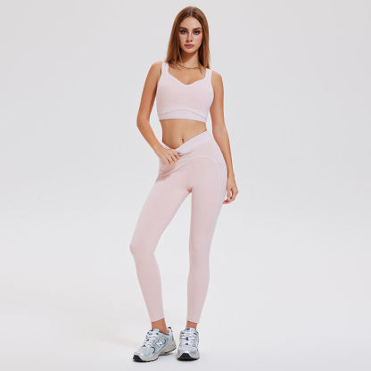 Fitness Yoga Wear Set High Elastic Quick Dry Workout Clothing Running Sports Gym Contrast Color Set for Women-TCK50756