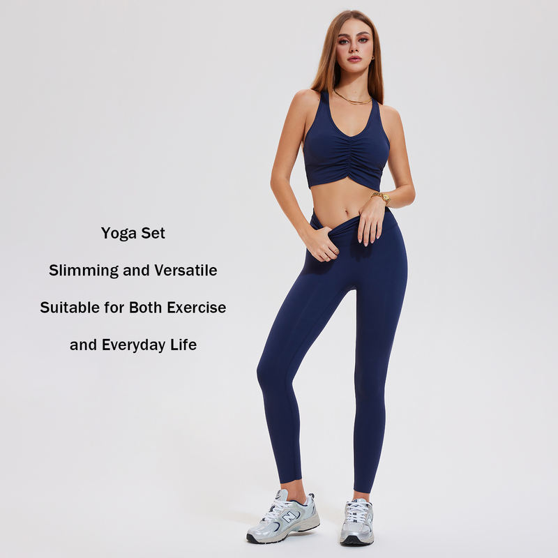 Gym Clothing Scrunch Sports Bra Yoga Leggings Pocket Activewear Breathable 2 Piece Women Workout Set-ZB2