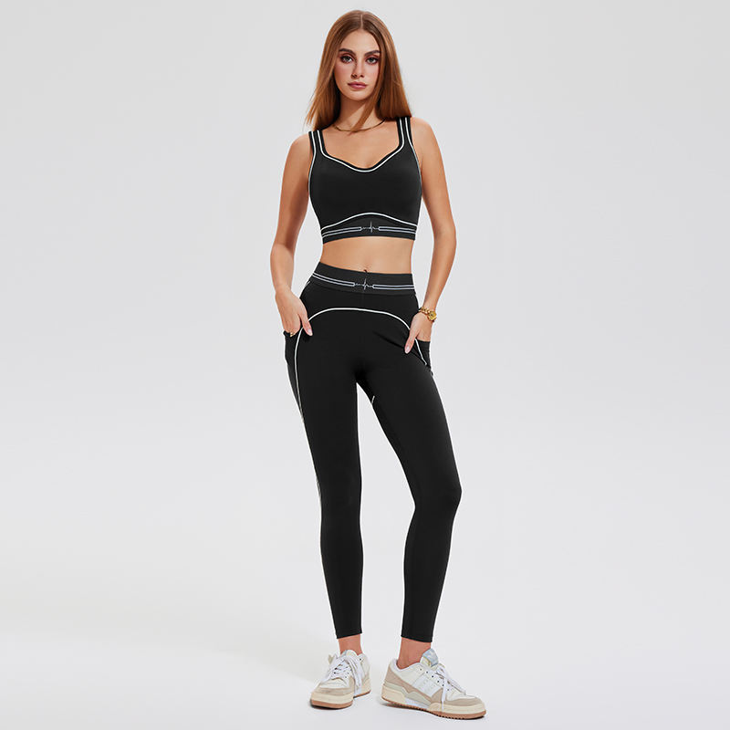 Fitness Yoga Wear Set High Elastic Quick Dry Workout Clothing Running Sports Gym Contrast Color Set for Women-TCK50756