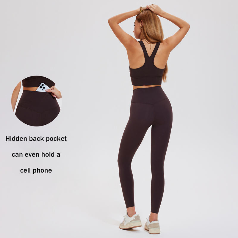Gym Clothing Scrunch Sports Bra Yoga Leggings Pocket Activewear Breathable 2 Piece Women Workout Set-ZB2