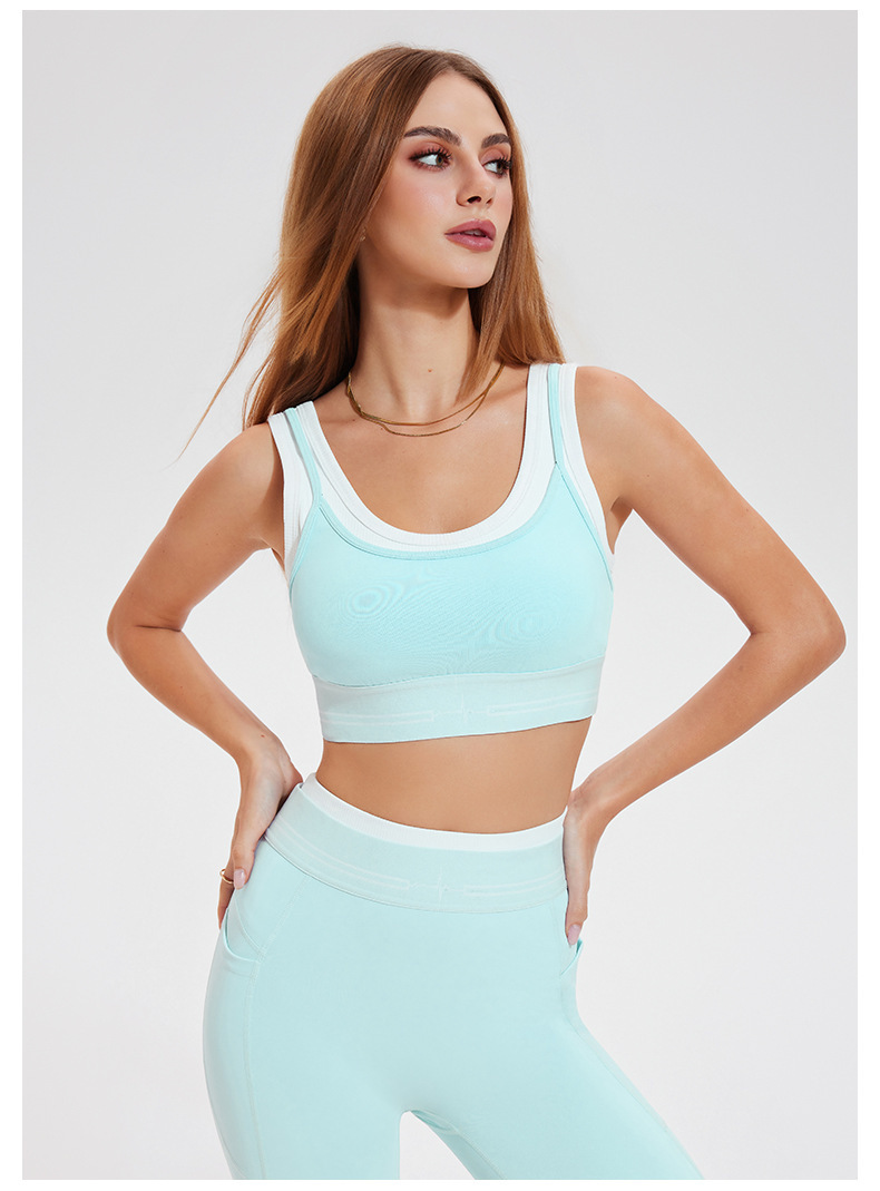 Women Contrast Color 2 Piece Compression Sportswear Fitness Bra Tank Top Butt Lift Leggings Ladies Fitness Yoga Set